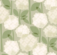 Mid Century Hydrangeas - White - medium tapeta