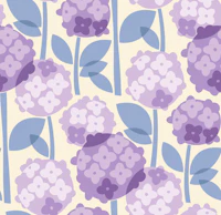 Mid Century Hydrangeas - Purple Petals - med wallpaper