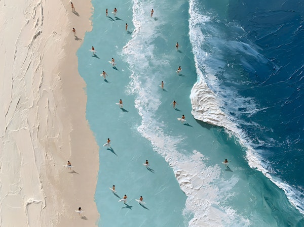 Aerial Beach Surfers