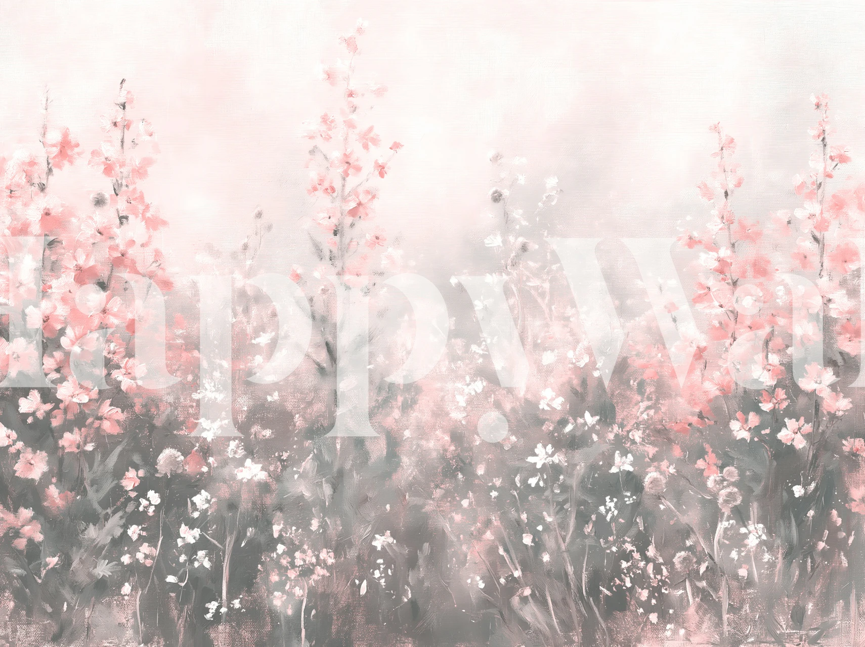 Blush pink wildflower meadow tapet i et rom