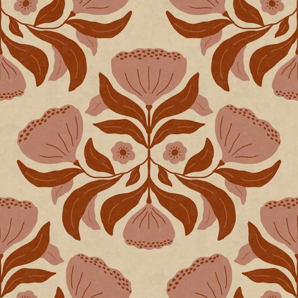 Rust Floral Folk Art