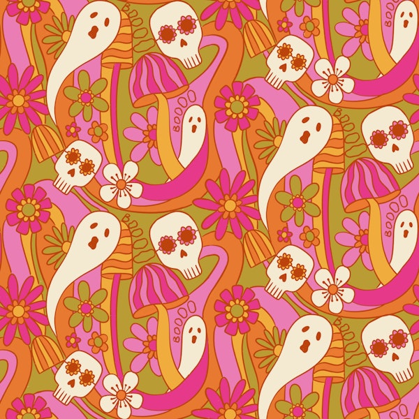 Hot pink ghosts and daisies