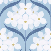 hydrangea repeat pastel blue tapete