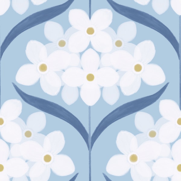 hydrangea repeat pastel blue