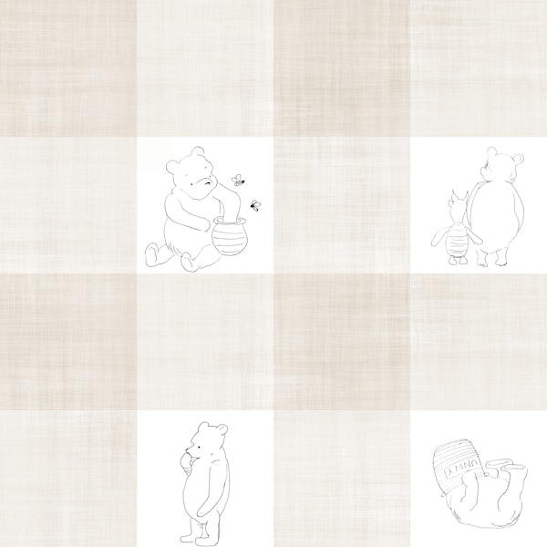 Winnie the Pooh Beige Gingham Plaid