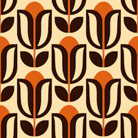 Midcentury burnt orange tulip flowers tapet