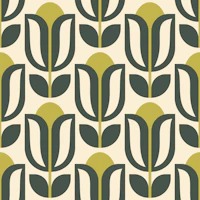Midcentury sage green tulip flowers tapet