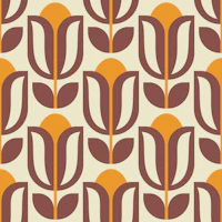 Midcentury brown orange tulip flowers tapetas