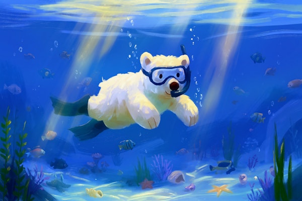 Cobalt Blue Bear Snorkeling With Fish