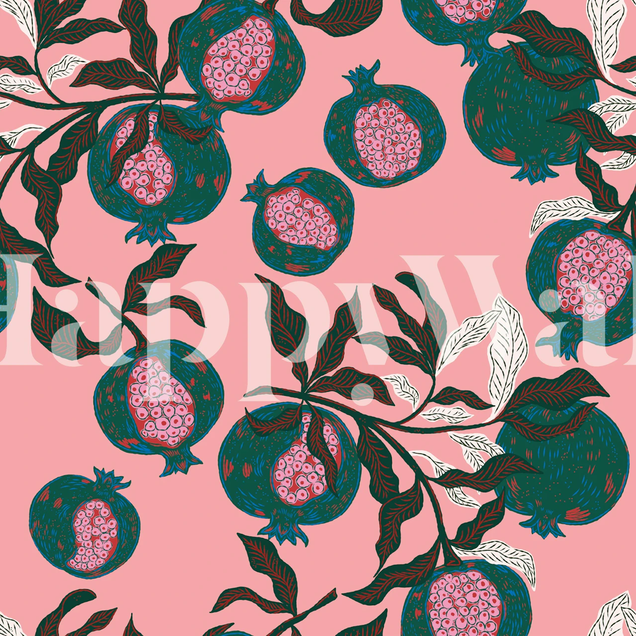 Tropical Pomegranate Pattern wallpaper