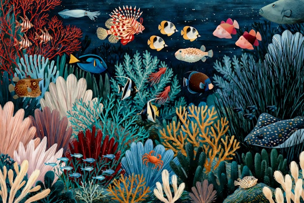 Deep navy sea life nursery