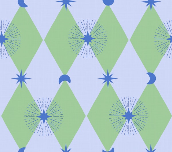 Mint green and blue cosmic diamond