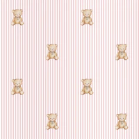 Blush Pink Nursery Teddy Bears Small Stripes tapet
