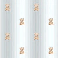 Light blue teddy bears small stripes tapet
