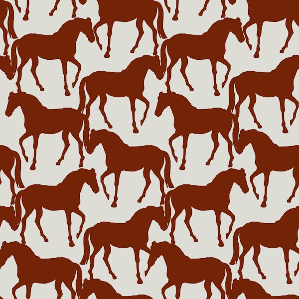 Rust horse silhouettes on ivory