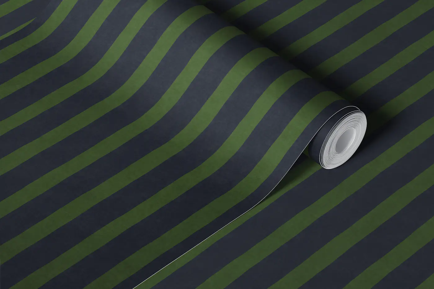 Olive and charcoal vertical stripes wallpaper roll