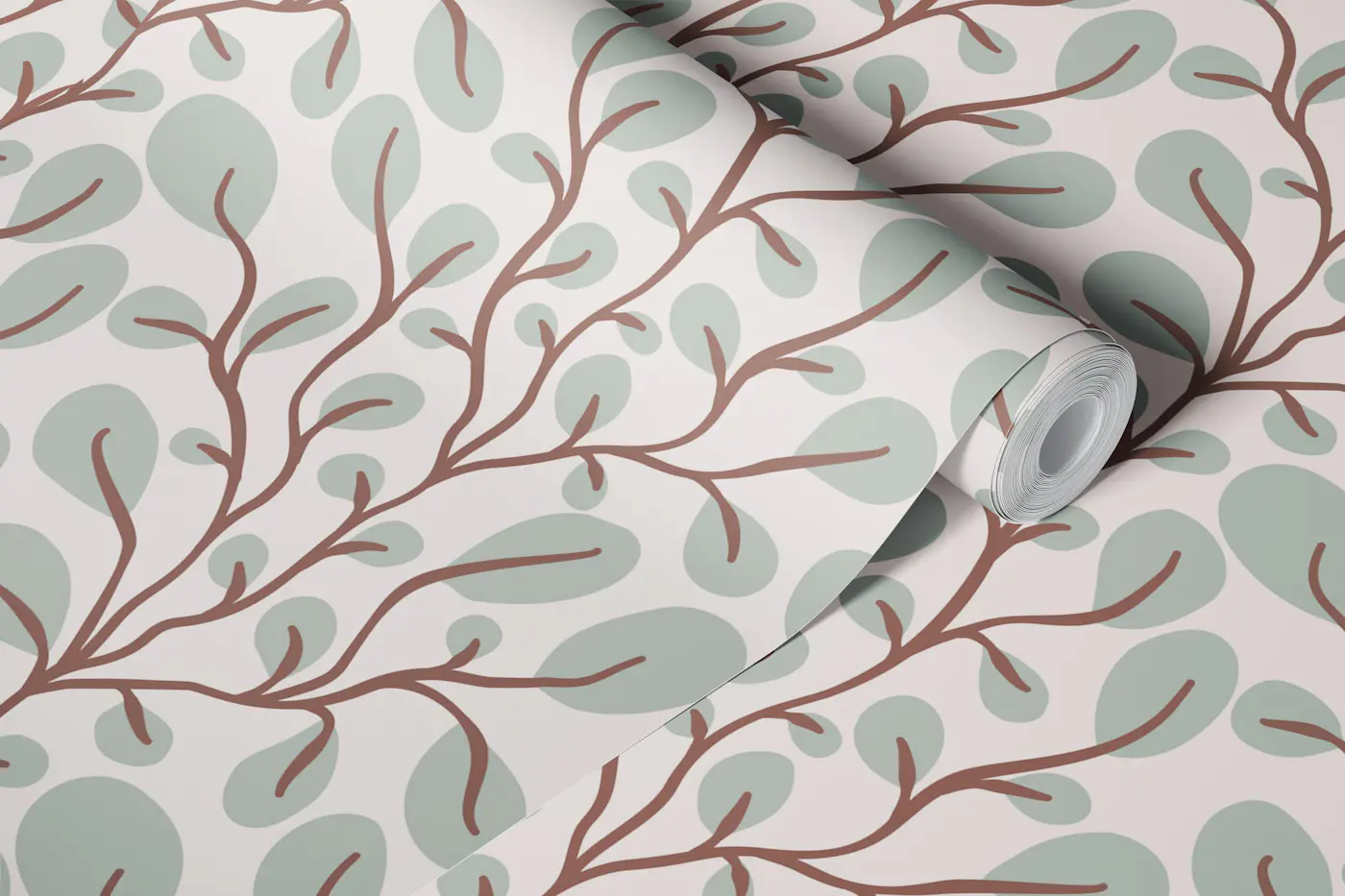 Organic Modern Botanical Leaves Trailing Vine wallpaper roll