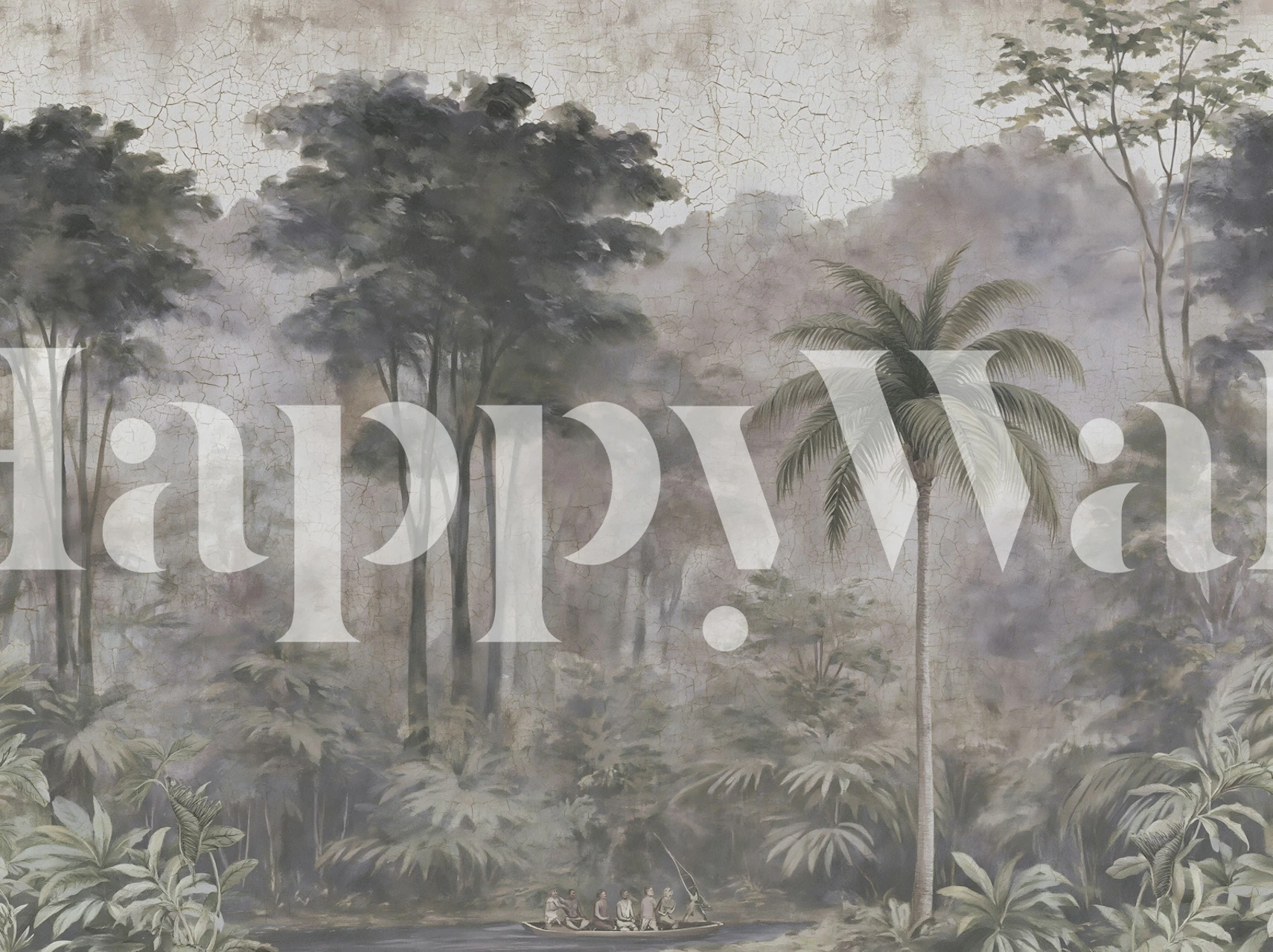 Stone gray tropical forest wallpaper in a room
