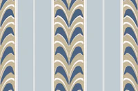 Powder blue cabana stripes with leaves behang