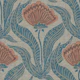 Mid Century Floral Blockprint Teal and Rust