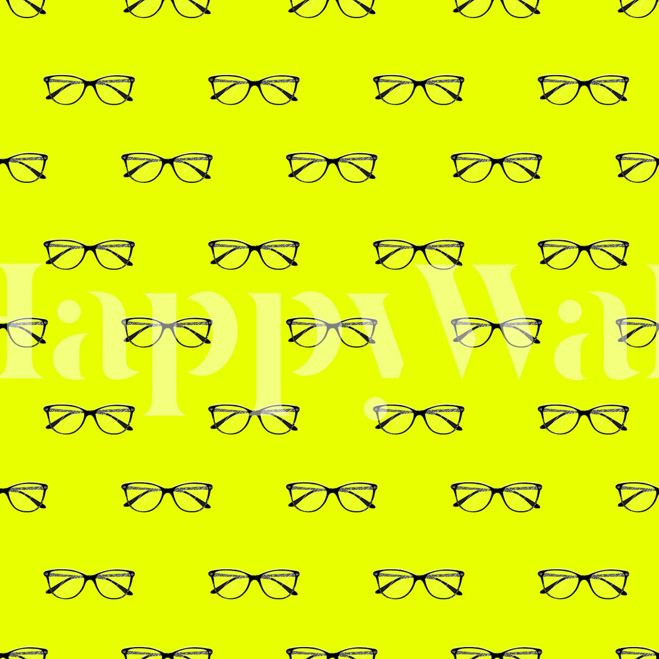 Neon yellow glasses wallpaper in a modern room