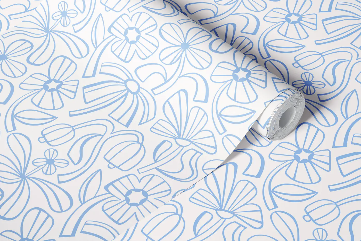 Funky Floral - Blue wallpaper roll