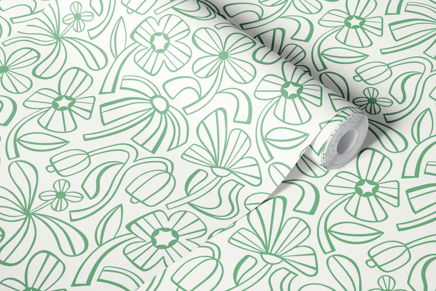 Funky Floral - Green wallpaper roll