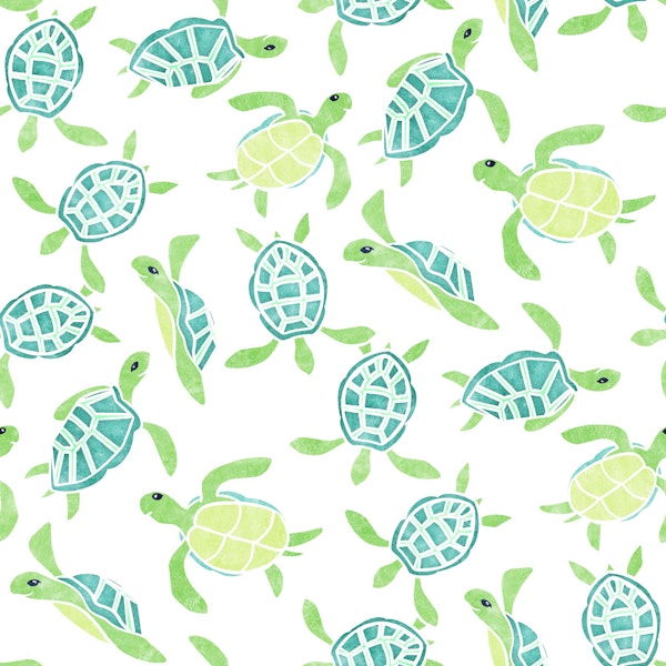 Cute Sea Turtles on White