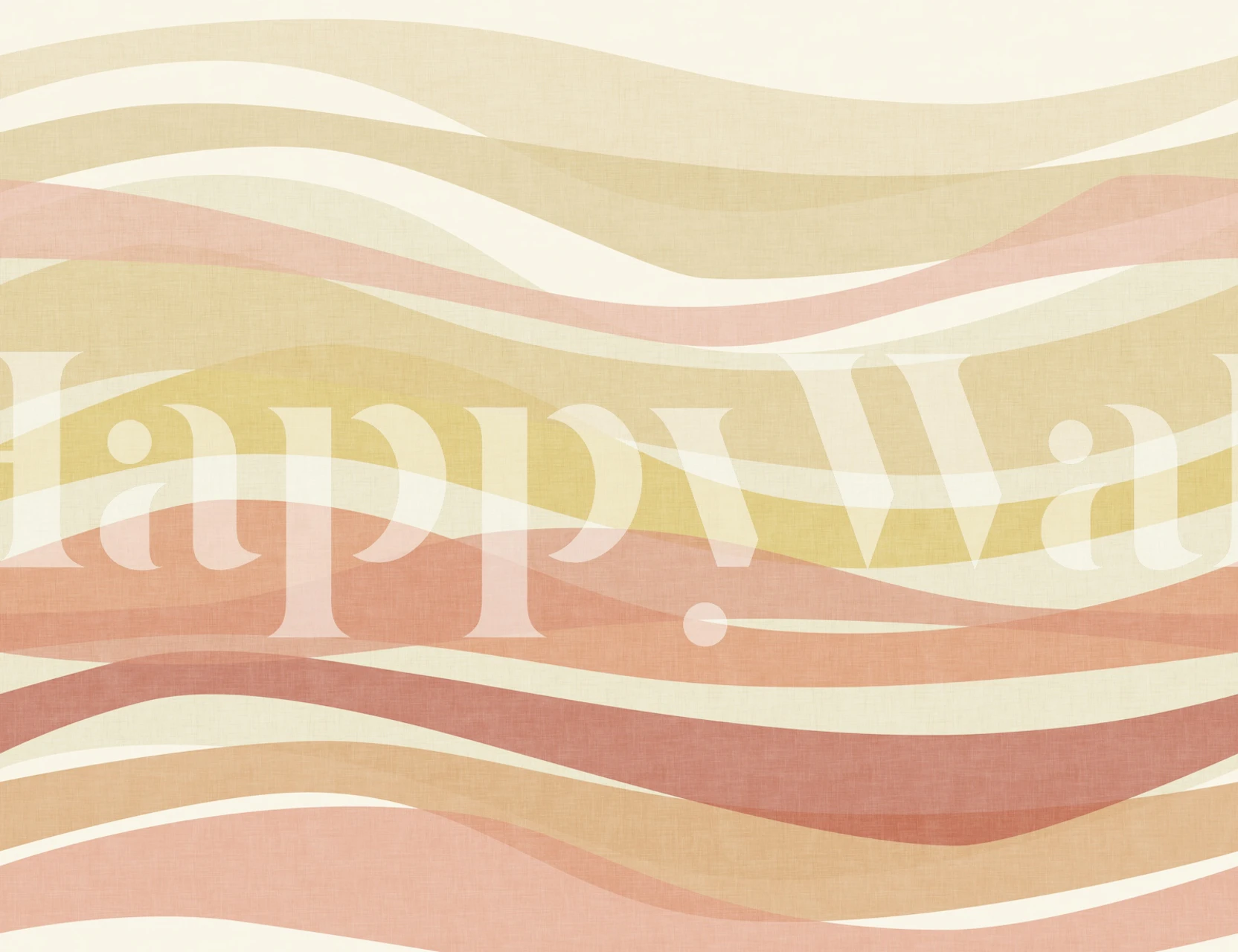 Abstract desert wallpaper in a warm neutral room