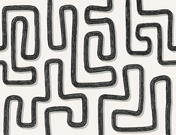 brush stroke squiggles - black on off white