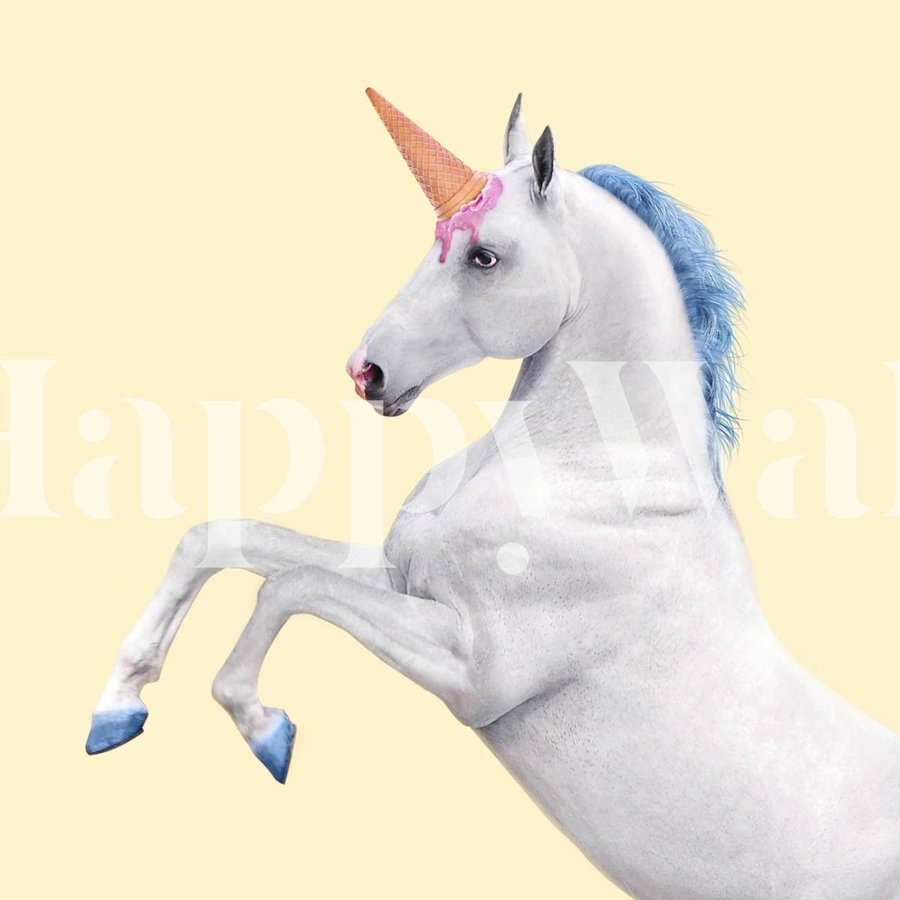 Unicorn wallpaper in a room setting