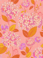 Vintage Hydrangea Blooms Coral Pink wallpaper