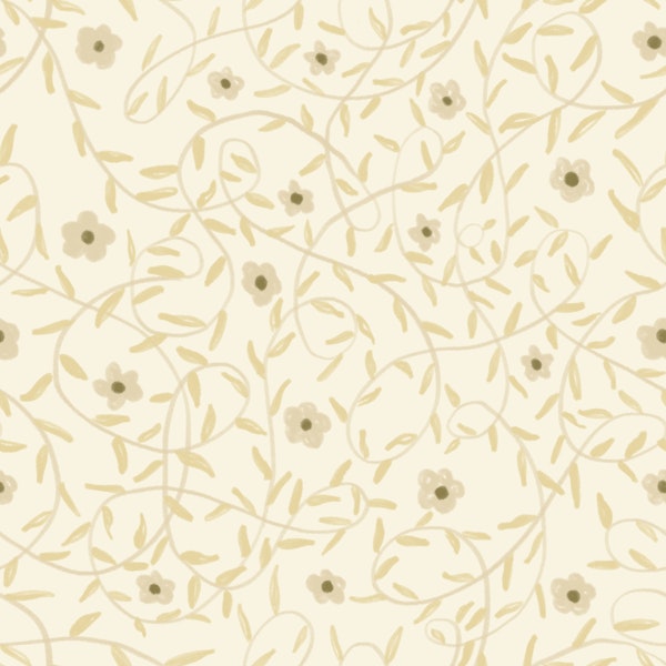 Neutral Beige Botanical Floral Vine