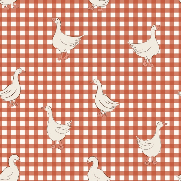 Rustic Goose on Terracotta Rust Gingham