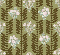 Olive Green Leaf Lattice With Blossoms tapetas