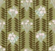 Olive Green Leaf Lattice With Blossoms