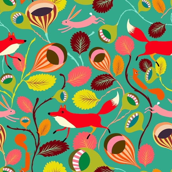 Fox in floral Forest
