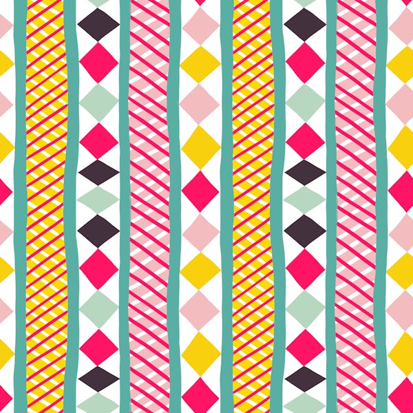 Vibrant Diamonds and Hand Drawn Stripes