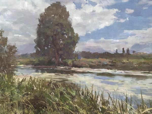 blue river and trees landscape