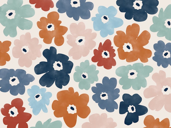 Navy Blue and Orange Flowers