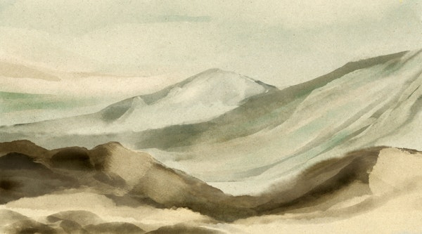 Taupe Mountain Landscape Painting