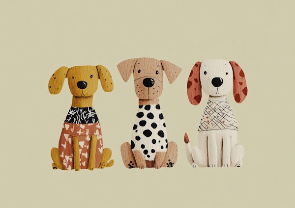 ivory three sitting dogs nursery
