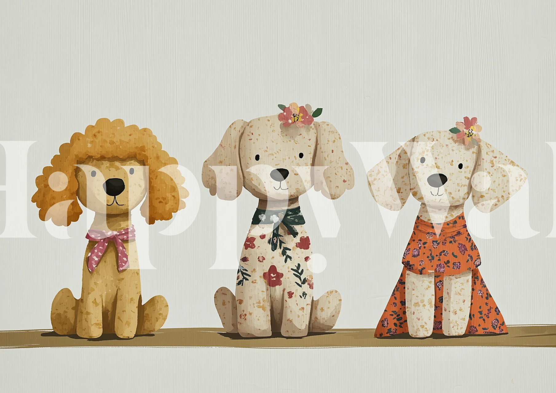 Ivory dog nursery wallpaper in a kids room