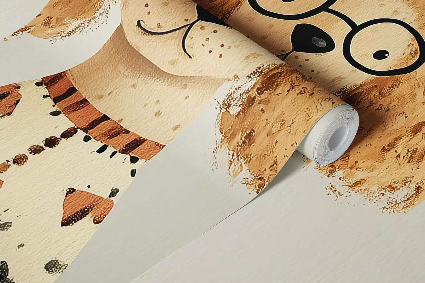 beige dogs with glasses nursery wallpaper roll