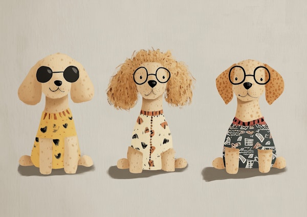beige dogs with glasses nursery