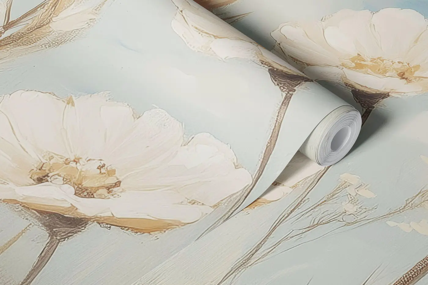 Sky blue wildflower meadow wallpaper roll