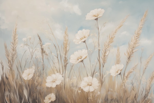 Sky blue wildflower meadow