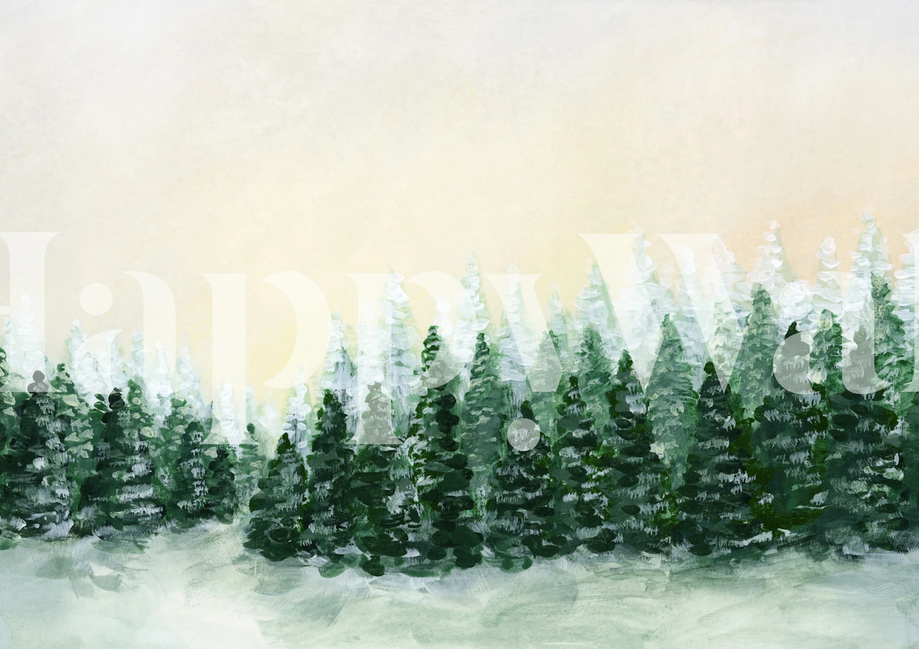 Sage green pine forest wallpaper in a room