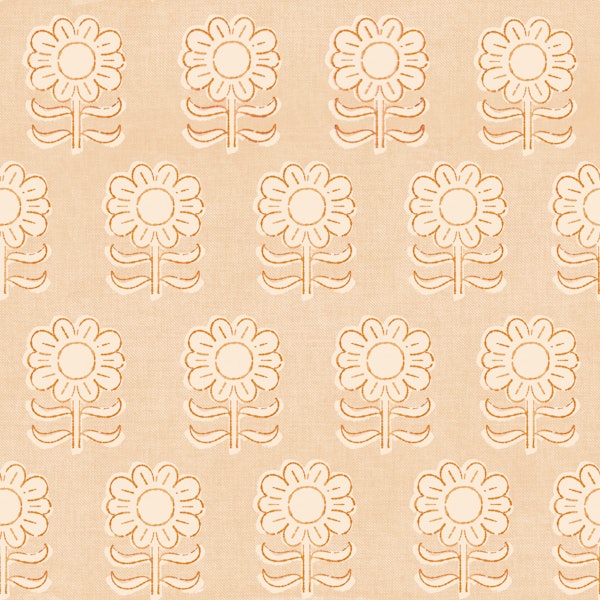 Floral Block Print-soft caramel