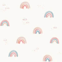 Boho Rainbows Nursery Sky Large in Off White tapet